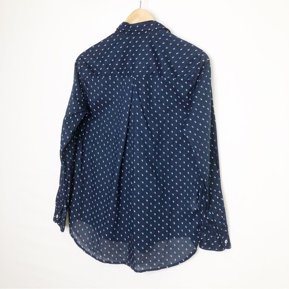 Grayson by Anthropologie size 2 navy blue duck print button down shirt. - Picture 7 of 10